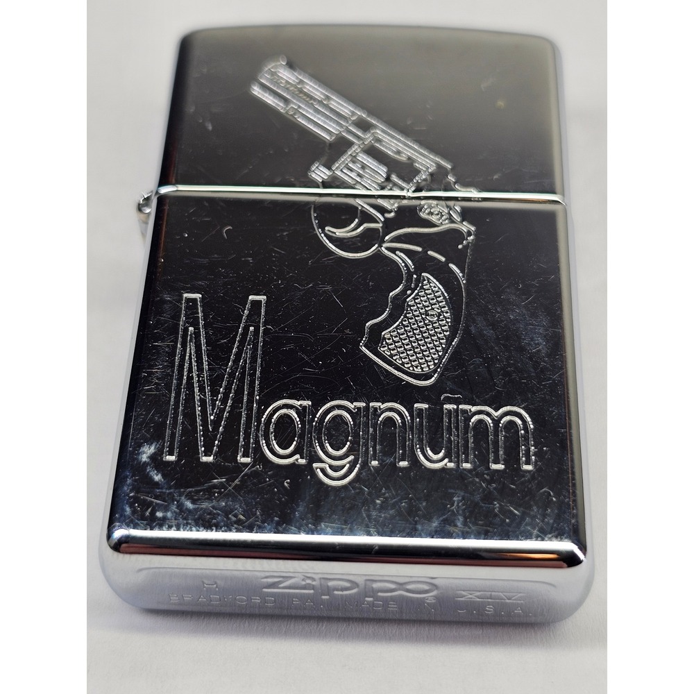 Zippo‎ Magnum Revolver Lighter Unisex OS Silver Good 1998 Vintage K XIV Chrome